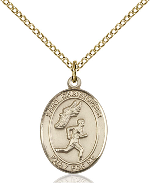 14K Gold-Filled St. Christopher Track&Field Pendant
