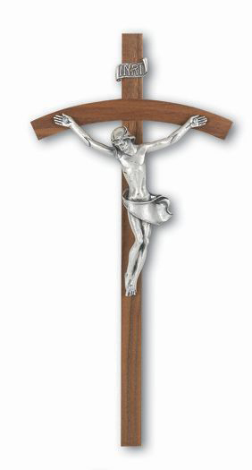 10" Walnut Cross With Silver Corpus
