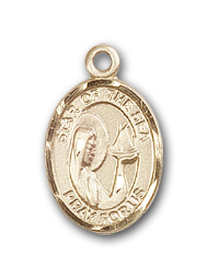 14K Gold OUR LADY Star of the Sea Pendant