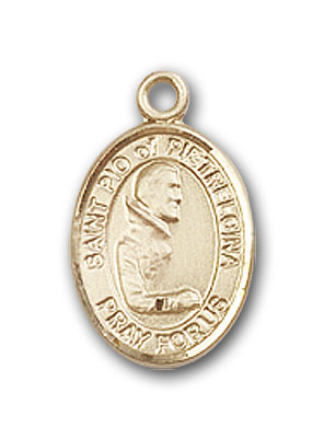 14K Gold St. Pio of Pietrelcina Pendant