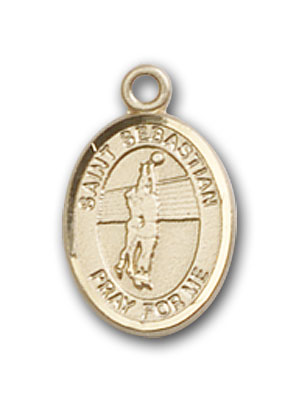 14K Gold St. Sebastian Volleyball Pendant