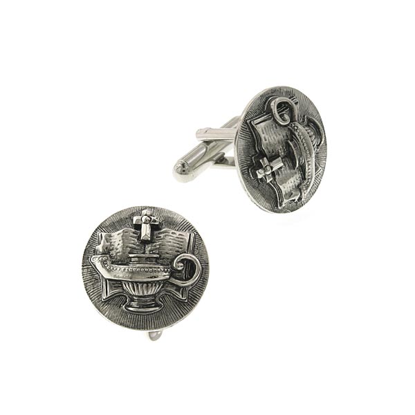Silver-Tone Light Unto My Path Round Cuff Links
