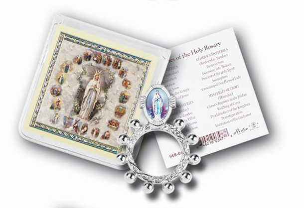 Our Lady Of Lourdes Rosary Ring And Prayer Card 10-Pack