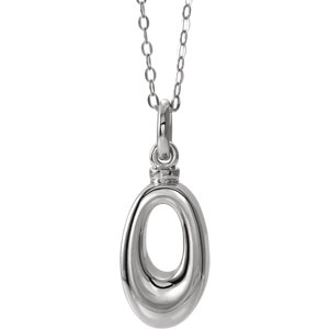 Sterling Silver Oval Loop Ash Holder 18" Necklace