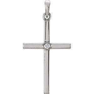 Platinum .02 CTW Diamond Cross 26.5x13.7 MM Pendant