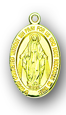 7/8-inch Solid 14kt. Gold Miraculous Medal with 14kt. Jump Ring Boxed