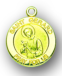 3/4-inch Solid 14kt. Gold Round St. Gerard Medal with 14kt. Jump Ring Boxed