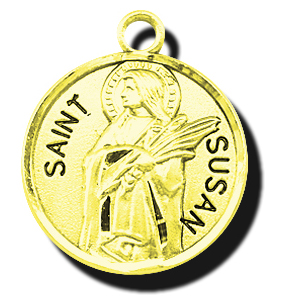 7/8-inch Solid 14kt. Gold Round St. Susan Medal with 14kt. Jump Ring Boxed