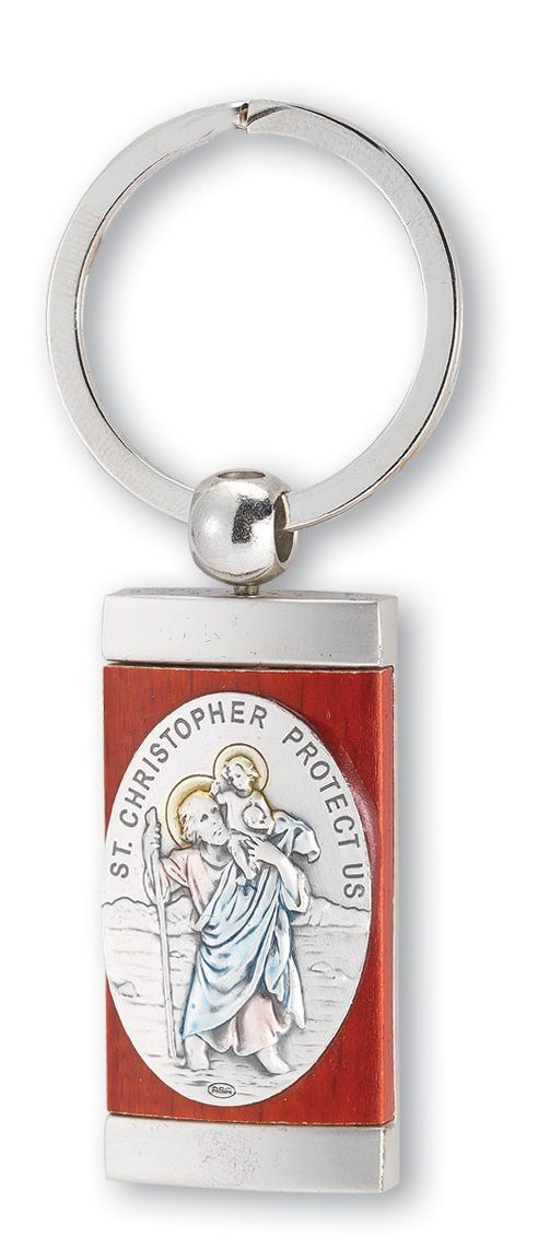 1 3/8-inch Sterling St. Christopher Key Chain