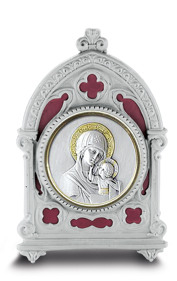 Antique Pewter Frame with Sterling Silver Our Lady of the Passion Image