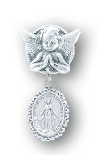 Sterling Silver Baby Miraculous Medal Pin
