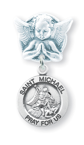 Sterling Silver Saint Michael Baby Pin
