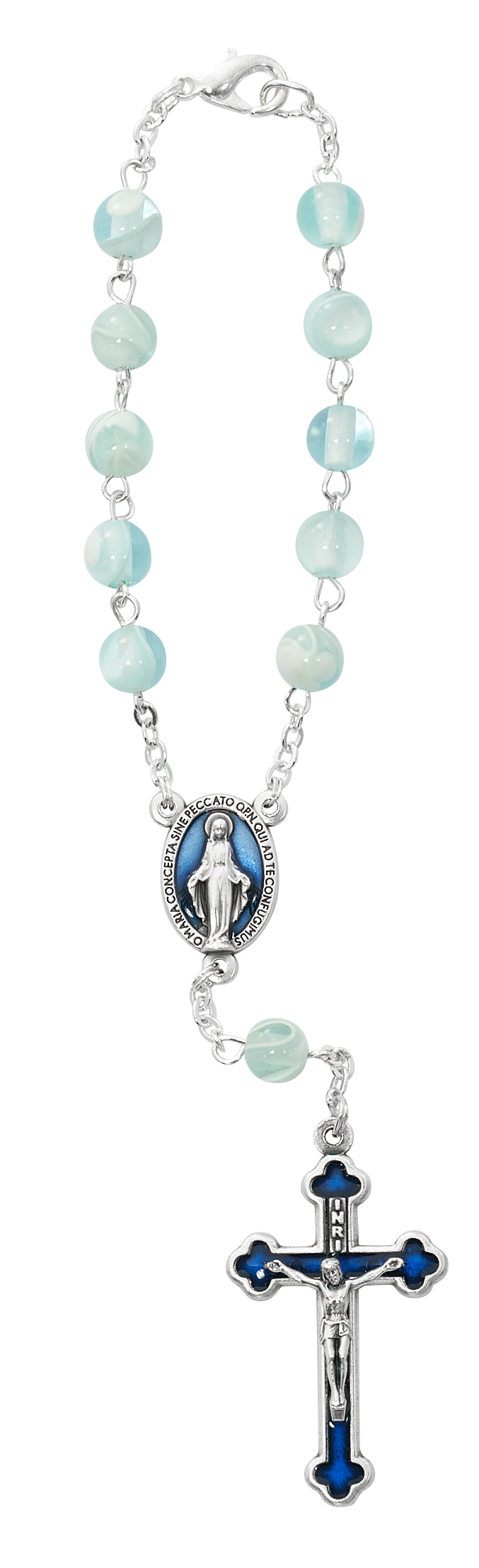 Blue Miraculous Auto Rosary