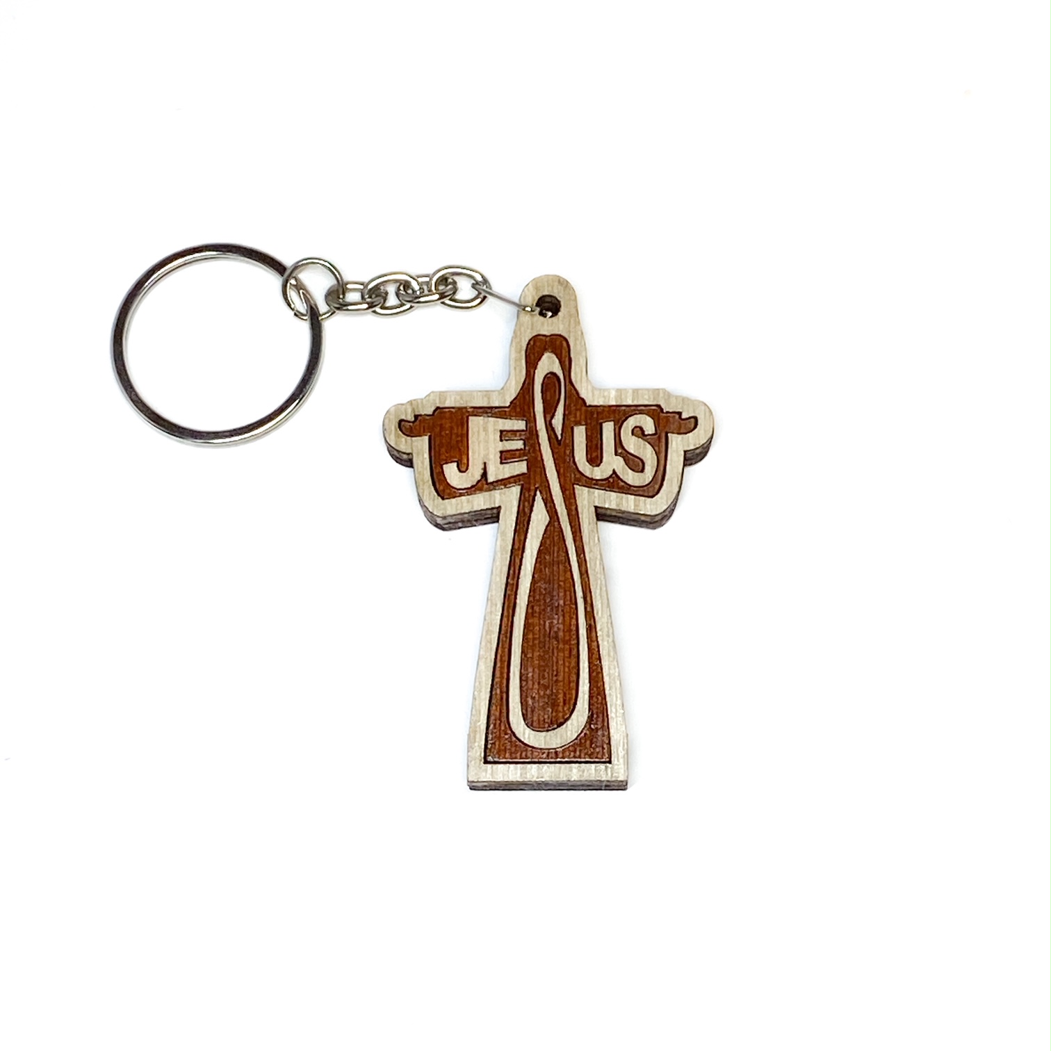 Wooden Jesus Key Chain