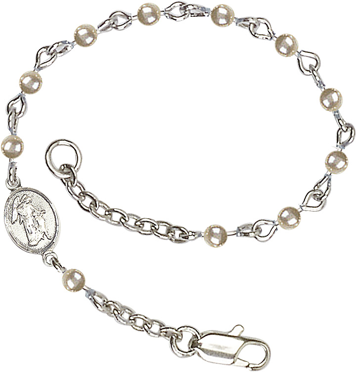 Silver Plated Bracelet with 4mm  Faux-Pearl beads