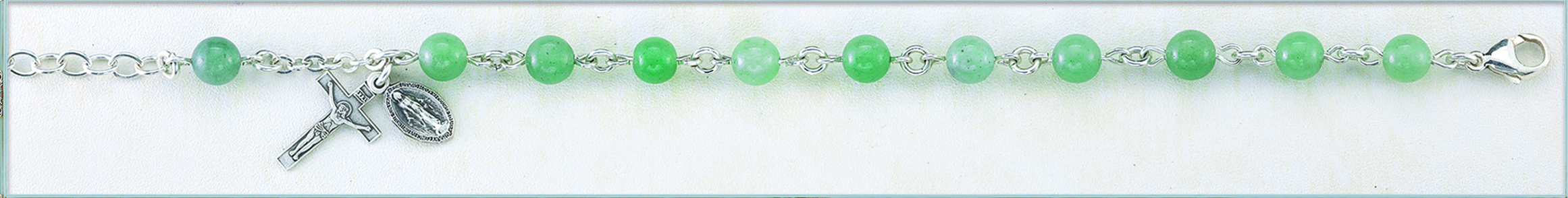 Genuine Aventurine Round Sterling Bracelet