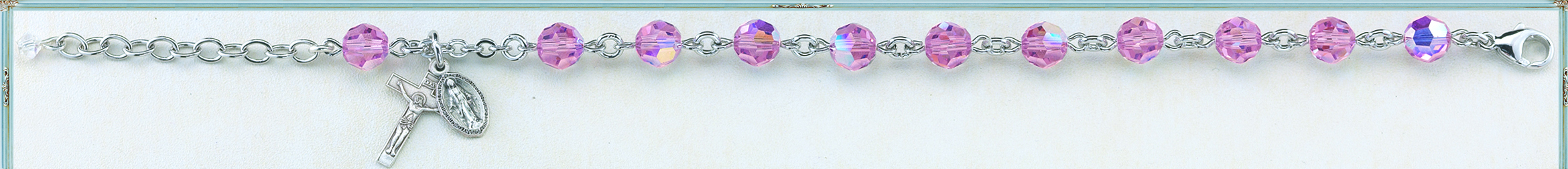 Light Amethyst Round Faceted Finest Austrian Crystal Sterling Bracelet