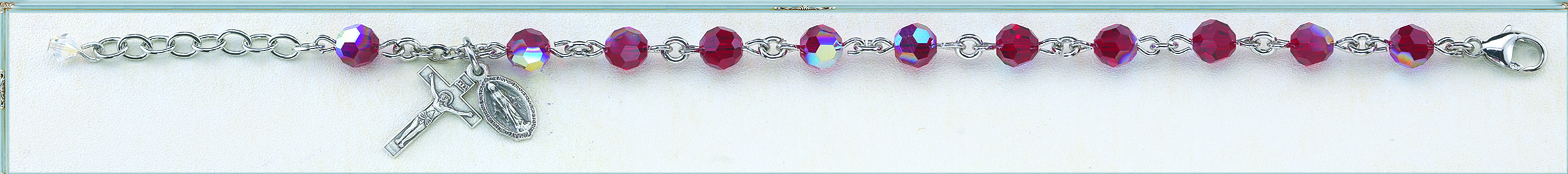 Ruby Round Faceted Finest Austrian Crystal Sterling Bracelet