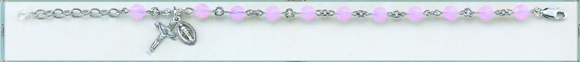 Rose Opal Round Faceted Finest Austrian Crystal Sterling Bracelet