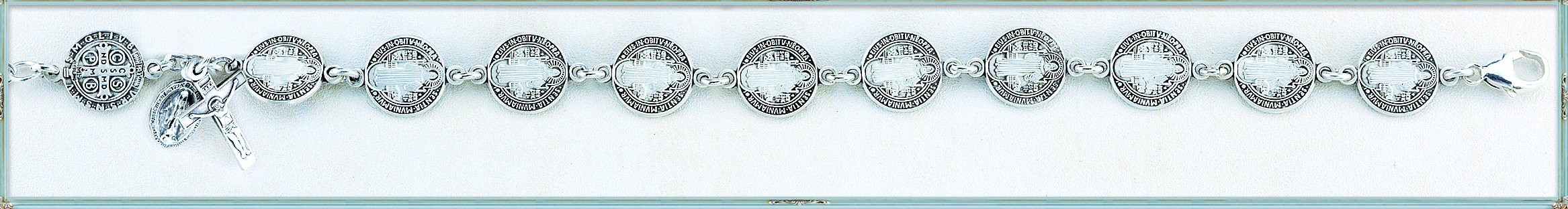 10mm Sterling Saint Benedict Rosary Bracelet