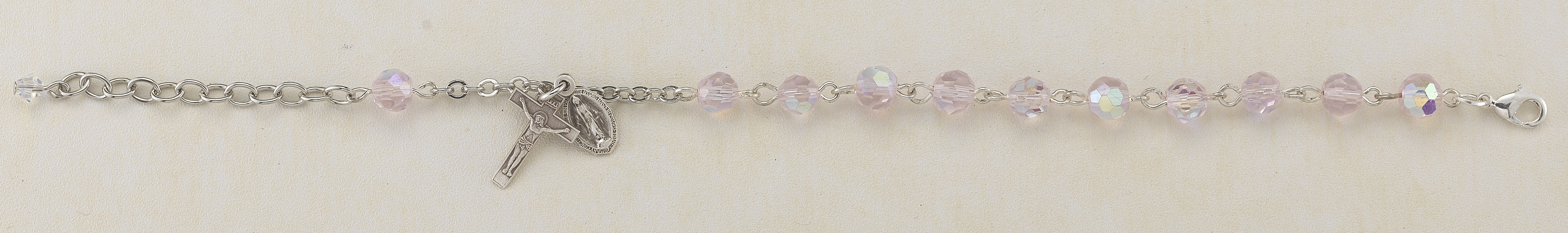 Tin Cut Light Rose Rosary Bracelet