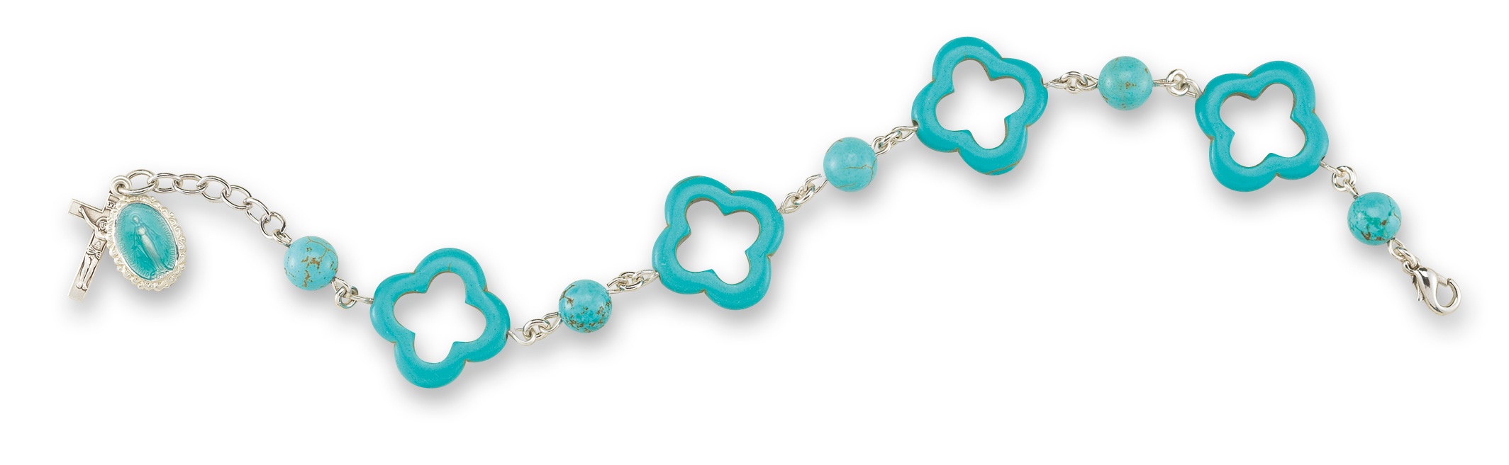 Turquoise Finished Genuine Howlite Rosary Bracelet