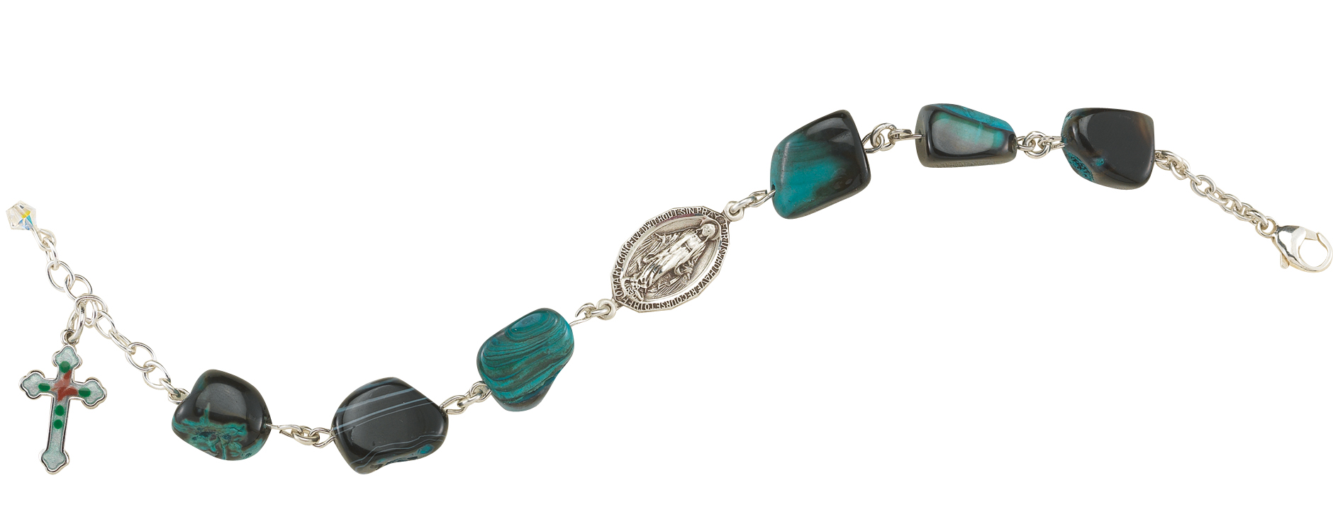 Genuine Blue Agate Rosary Bracelet