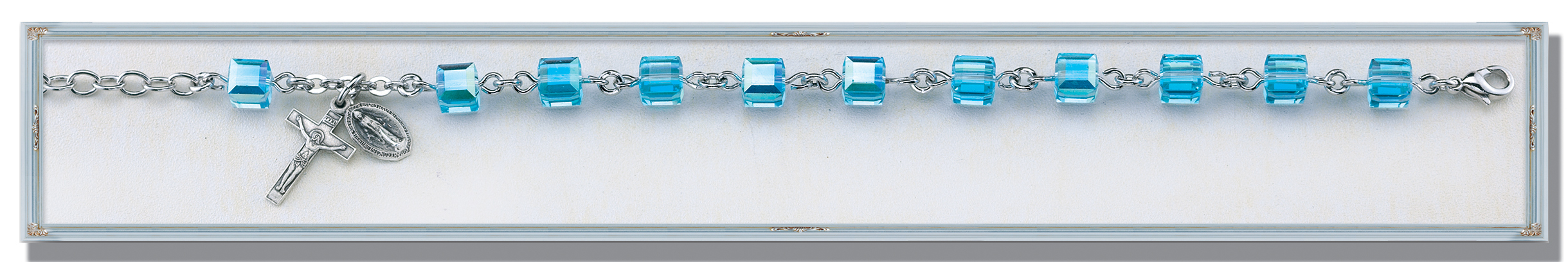 Aqua Finest Austrian Crystal Faceted Cube Bracelet