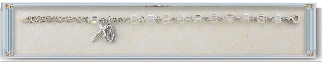 4mm Crystal Finest Austrian Crystal Cube Rosary Bracelet