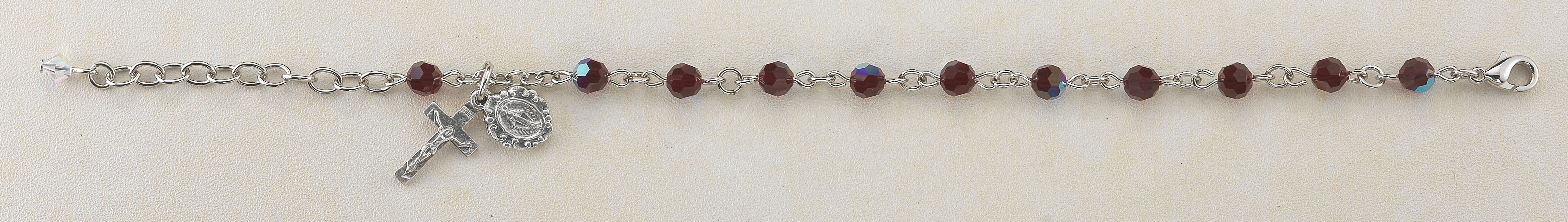6mm Garnet Swarovksi Crystal Rosary Bracelet