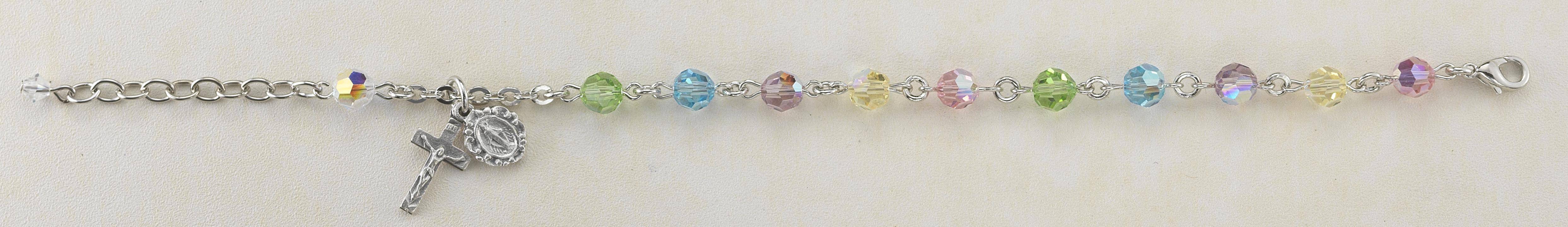 6mm Multi Color Swarovksi Crystal Rosary Bracelet