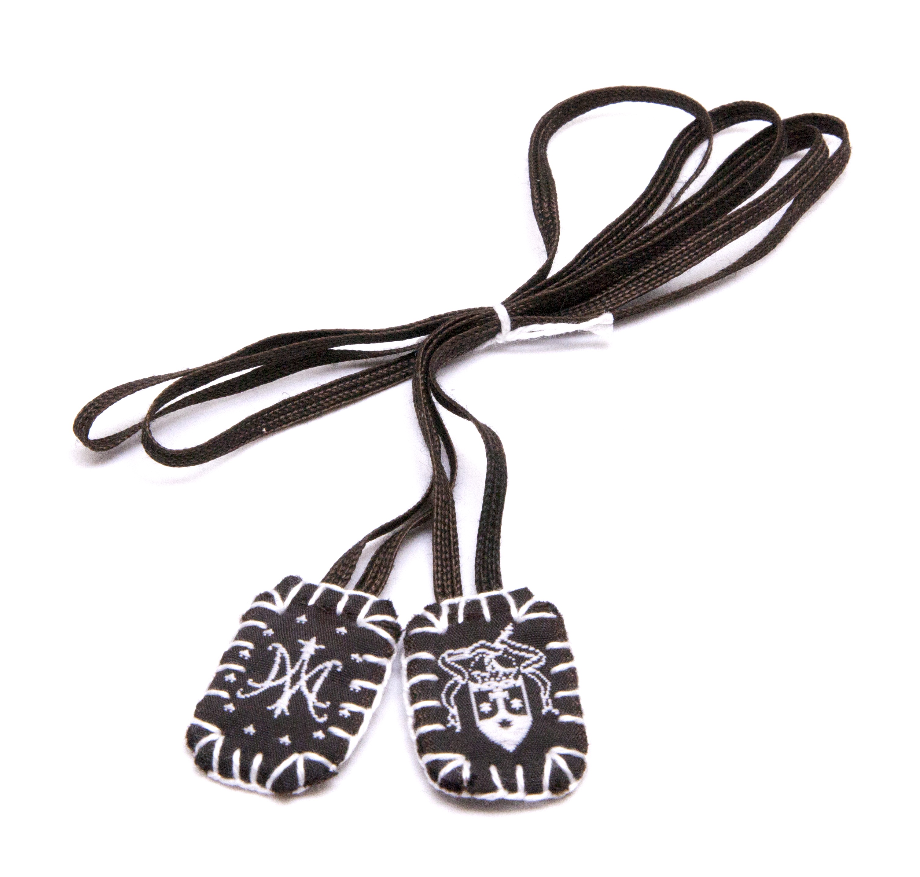 Sisters of Carmel Small Scapular with Brown Label/White Details