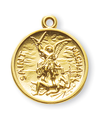 Gold over Sterling Silver Round Shaped St. Michael Medal