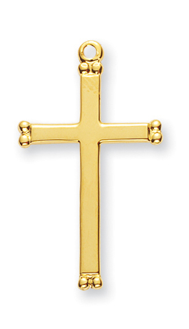 1 1/8-inch Gold Over Sterling Silver Cross with 18-inch Chain