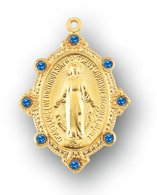 Gold over Sterling Silver Heart Shaped Miraculous Medal