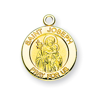 Gold over Sterling Silver Round Shaped St. Joseph Medal