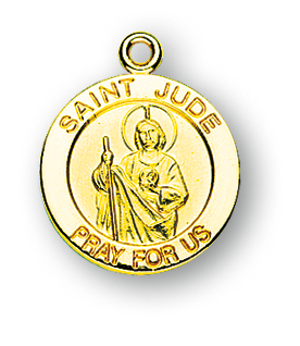 Gold over Sterling Silver Round Shaped St. Jude Medal
