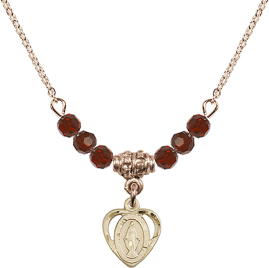 18-Inch Gold Plated Necklace with 4mm Garnet Beads