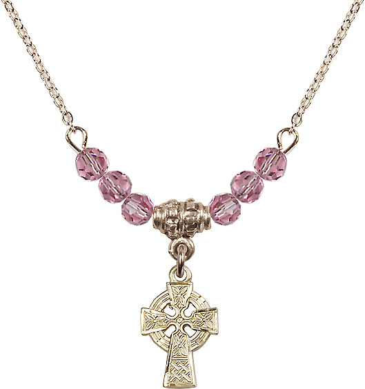 18-Inch Gold Plated Necklace with 4mm Rose Beads