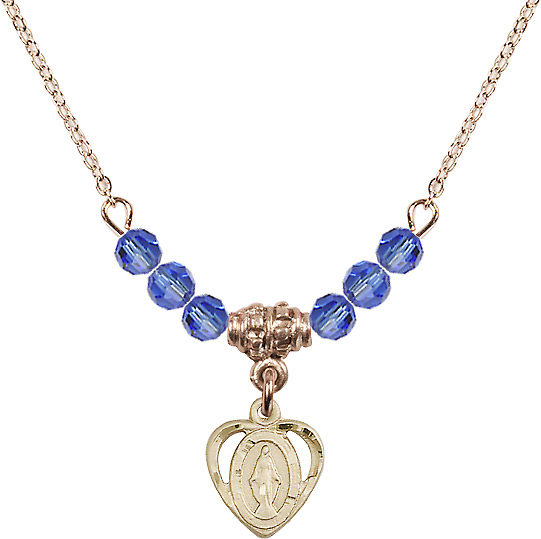 18-Inch Gold Plated Necklace with 4mm Sapphire Beads