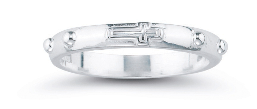 Small Sterling Silver Rosary Ring Size 7
