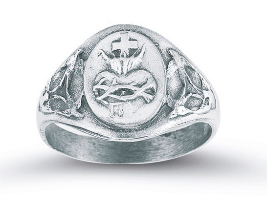 Sterling Silver Sacred Heart of Jesus Ring Size 8