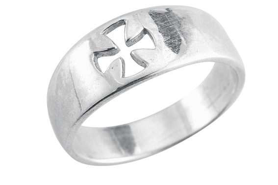 Sterling Silver Pierced Cross "Faith" Ring Size 11