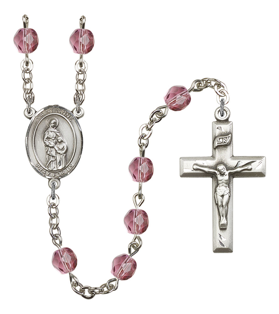 Saint Anne Engravable Rosary with Amethyst Beads