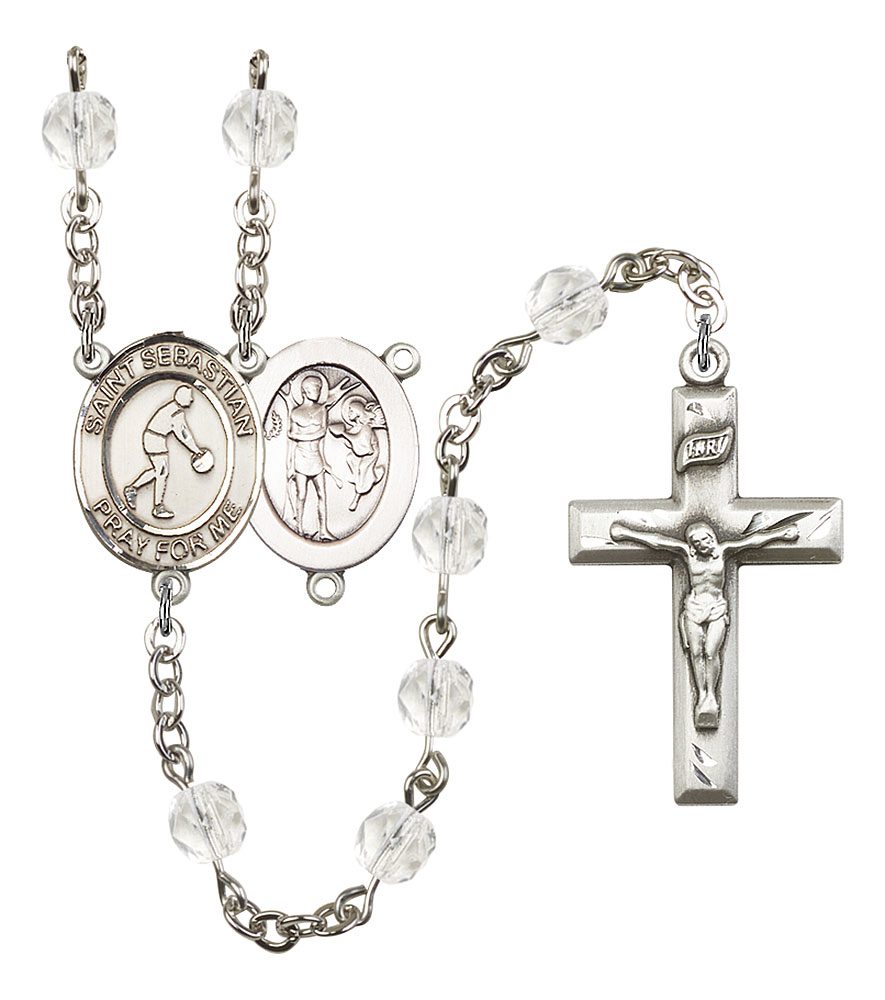 Teresa of Avila Medal The Charm Features a St Silver Plate Rosary Bracelet Features 6mm Crystal Fire Polished Beads The Crucifix Measures 5/8 x 1/4 Patron Saint Headache/Loss of Parents 