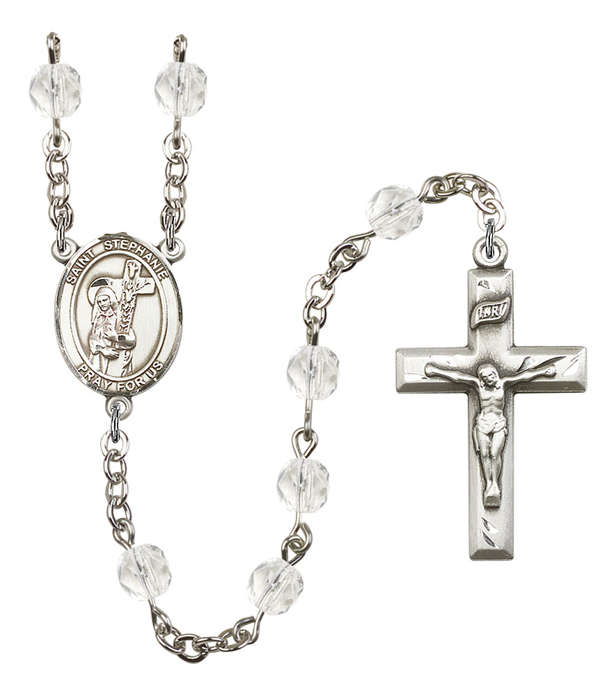 Saint Stephanie Engravable Rosary with Crystal Beads