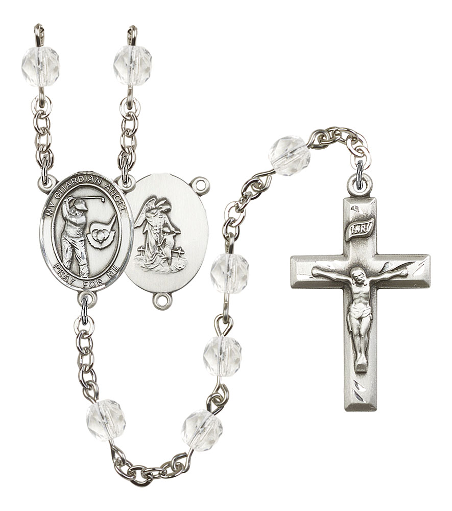 Guardian Angel and Golf Rosary with Crystal Beads