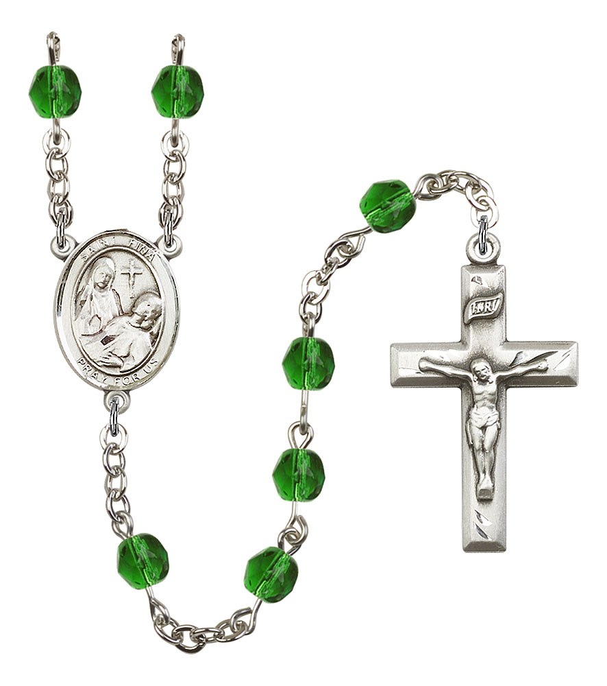 Saint Fina Engravable Rosary with Emerald Beads