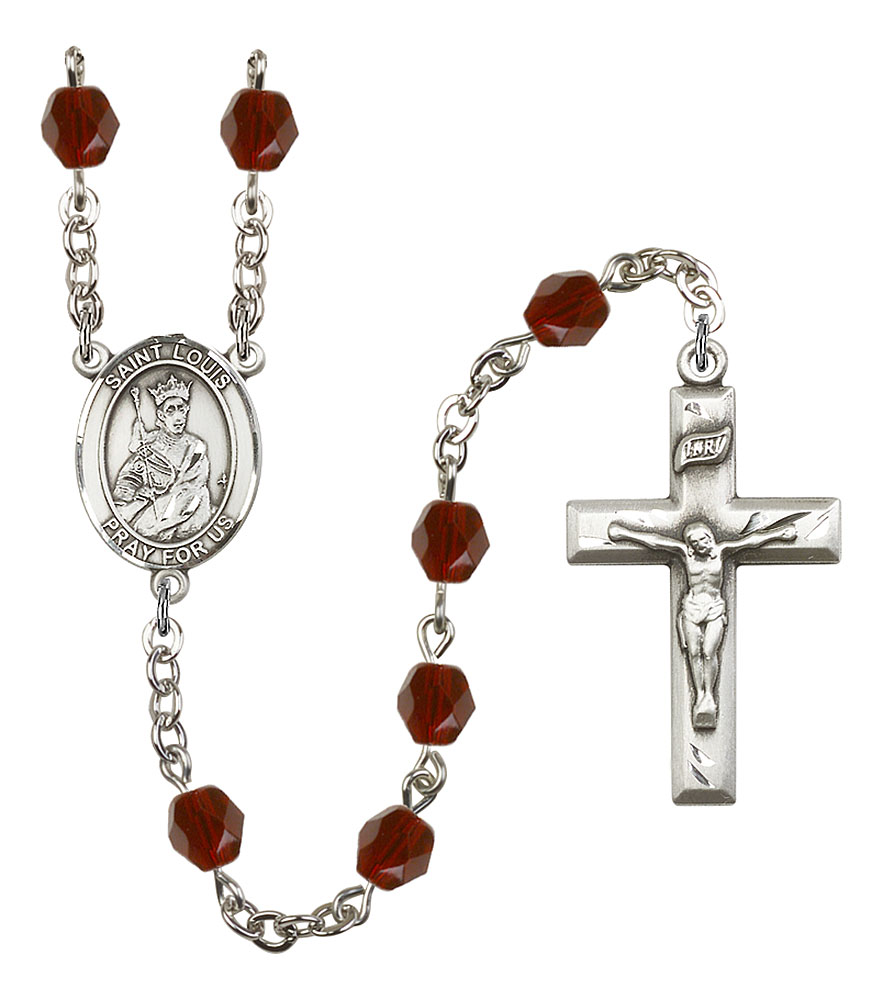 Saint Louis Engravable Rosary with Garnet Beads