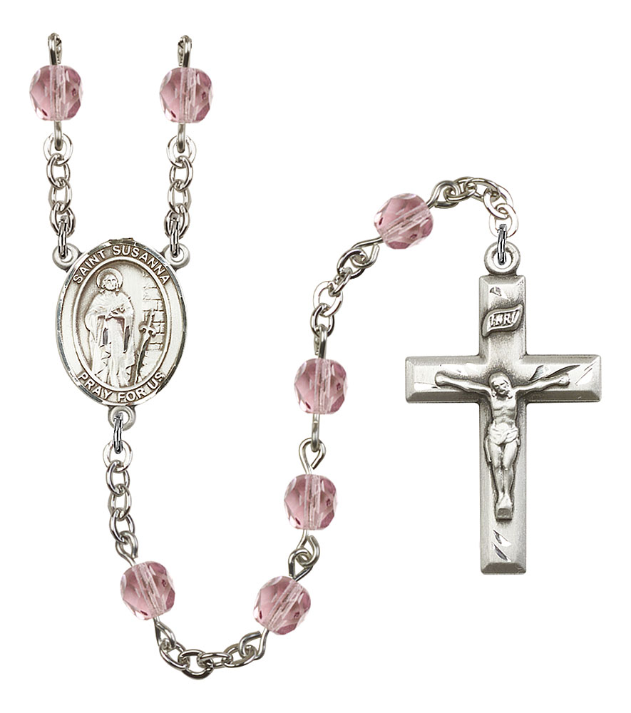 Saint Susanna Engravable Rosary with Light Amethyst Beads